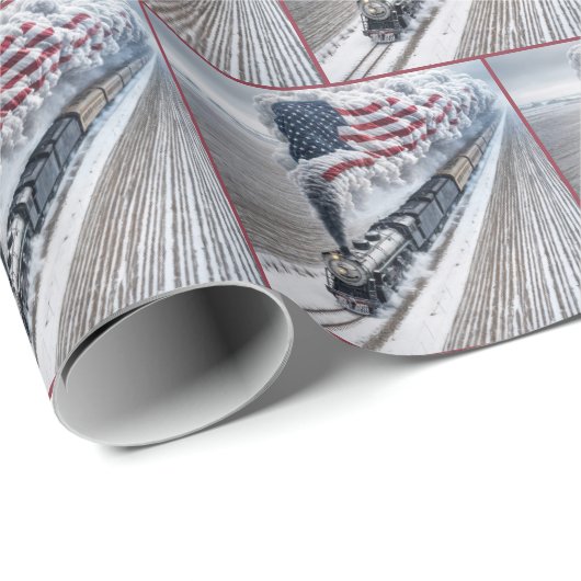 Papier Cadeau Train américain de la liberté (Coin rond)