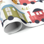Papier Cadeau Train animal bébé (Coin rond)