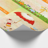 Papier Cadeau Train baby shower avec Animaux et Parapluie