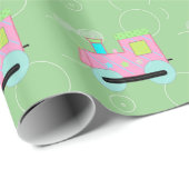 Papier Cadeau Train Choo Choo Rose (Coin rond)