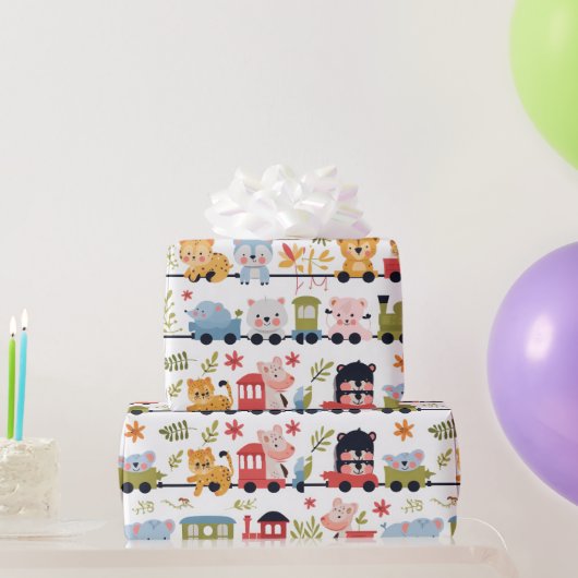 Papier Cadeau Train d'animaux bébé (Cadeaux de fête)