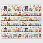Papier Cadeau Train d'animaux bébé (Plat)