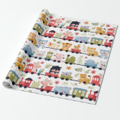 Papier Cadeau Train d'animaux bébé (Déroulé)