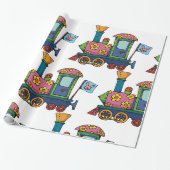 Papier Cadeau Train de fleurs jouet (Déroulé)