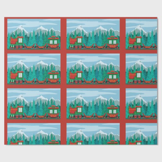 Papier Cadeau Train de Noël (Plat)