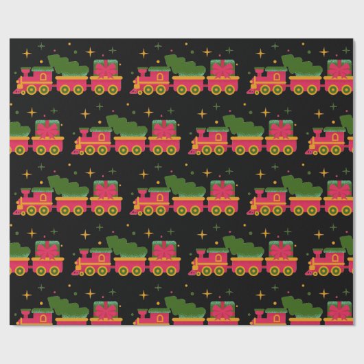 Papier Cadeau Train de Noël (Plat)