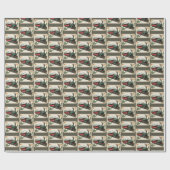 Papier Cadeau Train de Noël carrelé (Plat)