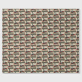 Papier Cadeau Train de Noël carrelé (Plat)