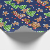 Papier Cadeau Train de Noël Gingerbread Man Angels Aquarelle (Coin)