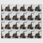 Papier Cadeau Train de Noël Vintage, Fêtes (Plat)