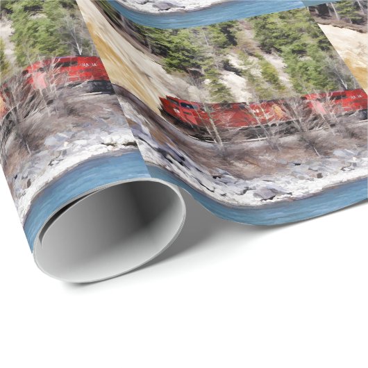 Papier Cadeau Train des Rocheuses (Coin rond)