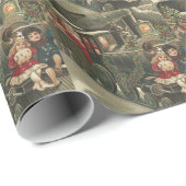 Papier Cadeau Train du Père Noël Holly Garland (Coin rond)