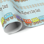 Papier Cadeau Train Joyeuse Fête des Pères (Coin rond)