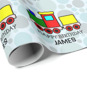 Papier Cadeau Train Personnalisé Multicolore (Coin rond)