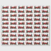 Papier Cadeau Train Rouge  (Plat)