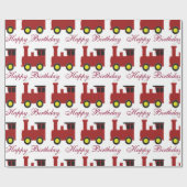 Papier Cadeau Train Rouge Anniversaire (Plat)