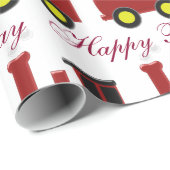 Papier Cadeau Train Rouge Anniversaire (Coin rond)