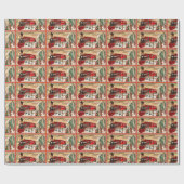 Papier Cadeau Train vintage de vacances de Noël (Plat)