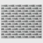 Papier Cadeau Train vintage Sur Grey (Plat)