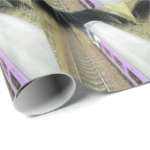 Papier Cadeau Train violet, Traces ferroviaires, Tunnel, Voyage (Coin rond)