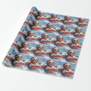 Papier Cadeau Traîneau à chiens Cavalier King Charles Spaniel No