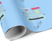 Papier Cadeau Trains Choo Choo (Coin rond)
