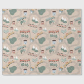 Papier Cadeau Trains colorés mignons sur les rails de train Moti (Plat)