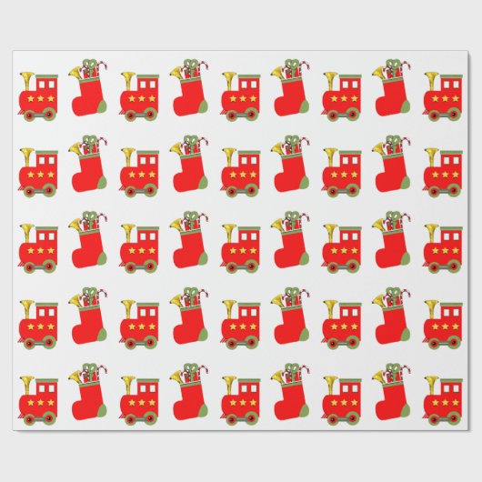 Papier Cadeau Trains de Noël (Plat)