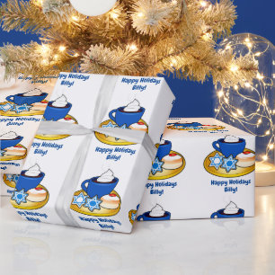 Papier Cadeau Traitements sucrés à Hanoukka Name Personnalisab