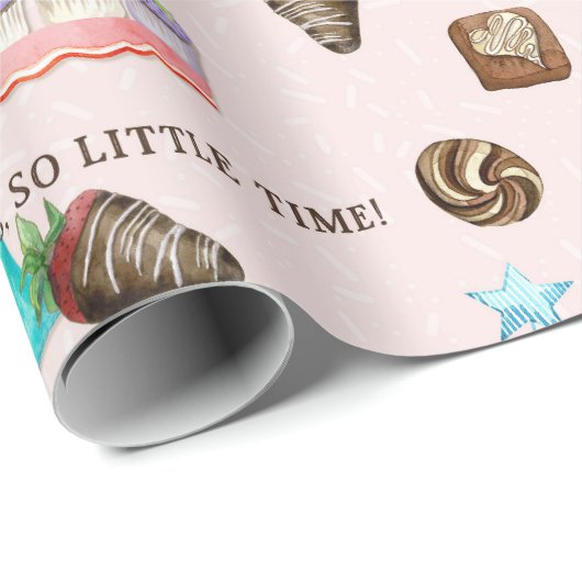 Papier Cadeau Traitements sucrés Cupcakes Chocolats dans gâteaux (Coin rond)