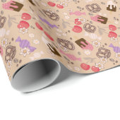 Papier Cadeau Traitements sucrés et salés Motif beige (Coin rond)