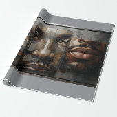 Papier Cadeau Traits de Visage Abstraits (Déroulé)