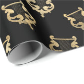 Papier Cadeau Tranche de la harpe de sirène d'or (Coin rond)