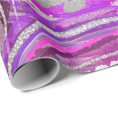 Papier Cadeau Tranches d'agate violette et argent à l'aquarelle  (Coin rond)
