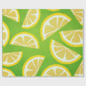 Papier Cadeau Tranches de citron sur Arrière - plan vert citron (Plat)