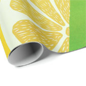 Papier Cadeau Tranches de citron sur Arrière - plan vert citron (Coin rond)