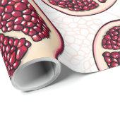 Papier Cadeau Tranches de grenade sur blanc (Coin rond)