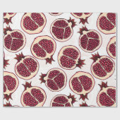 Papier Cadeau Tranches de grenade sur blanc (Plat)