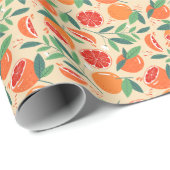 Papier Cadeau Tranches de pamplemousse, motif moderne sans soudu (Coin rond)