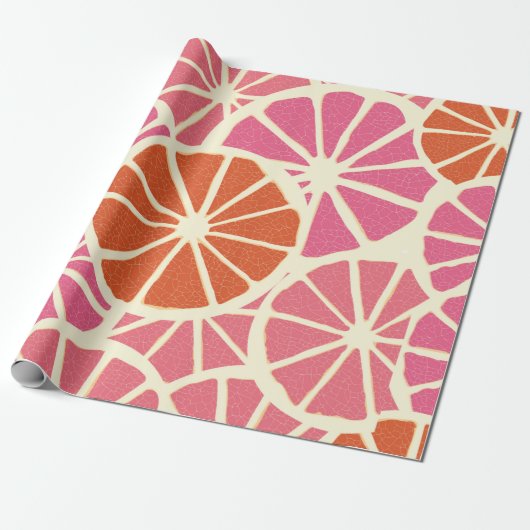 Papier Cadeau Tranches de pamplemousse sans soudure motif, agrum (Déroulé)