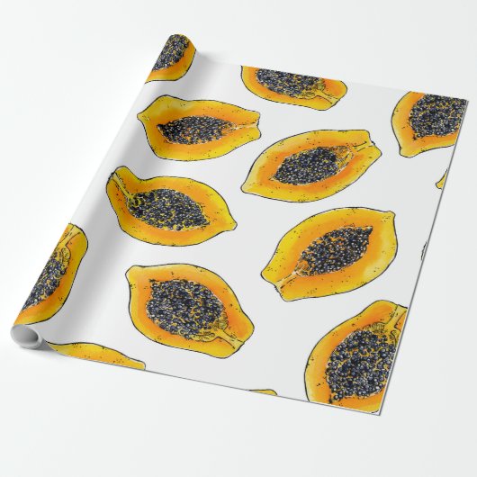 Papier Cadeau Tranches de Papaya (Déroulé)