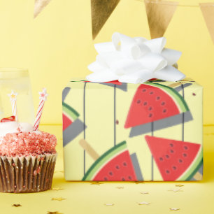 Papier Cadeau Tranches de pastèque d'été, motif rouge et vert