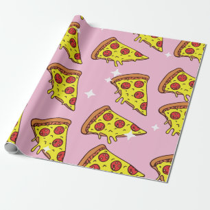 Papier Cadeau Tranches de pizza de style rétro en motif continu