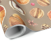 Papier Cadeau Tranches d'orange Kraft rustique épices Etoile d'a (Coin rond)