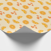 Papier Cadeau Tranches et coeurs orange (Coin)