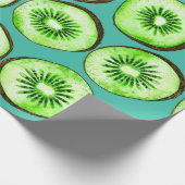 Papier Cadeau Tranches Kiwi sur turquoise (Coin)