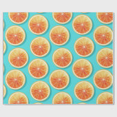Papier Cadeau Tranches orange sur bleu (Plat)