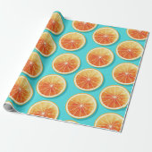 Papier Cadeau Tranches orange sur bleu (Déroulé)
