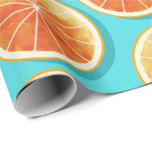 Papier Cadeau Tranches orange sur bleu (Coin rond)