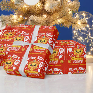 Papier Cadeau Tranches Tranches Bébé Pizza Fromage 1er Anniversa